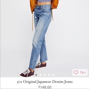 501 Original Japanese Denim Levis size 27 Free People
